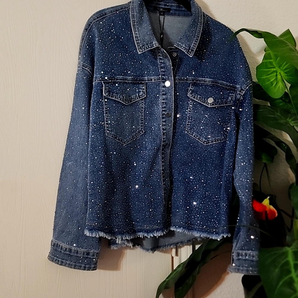 For Her Rhinestone Denim Jacket - Picture 2 of 9